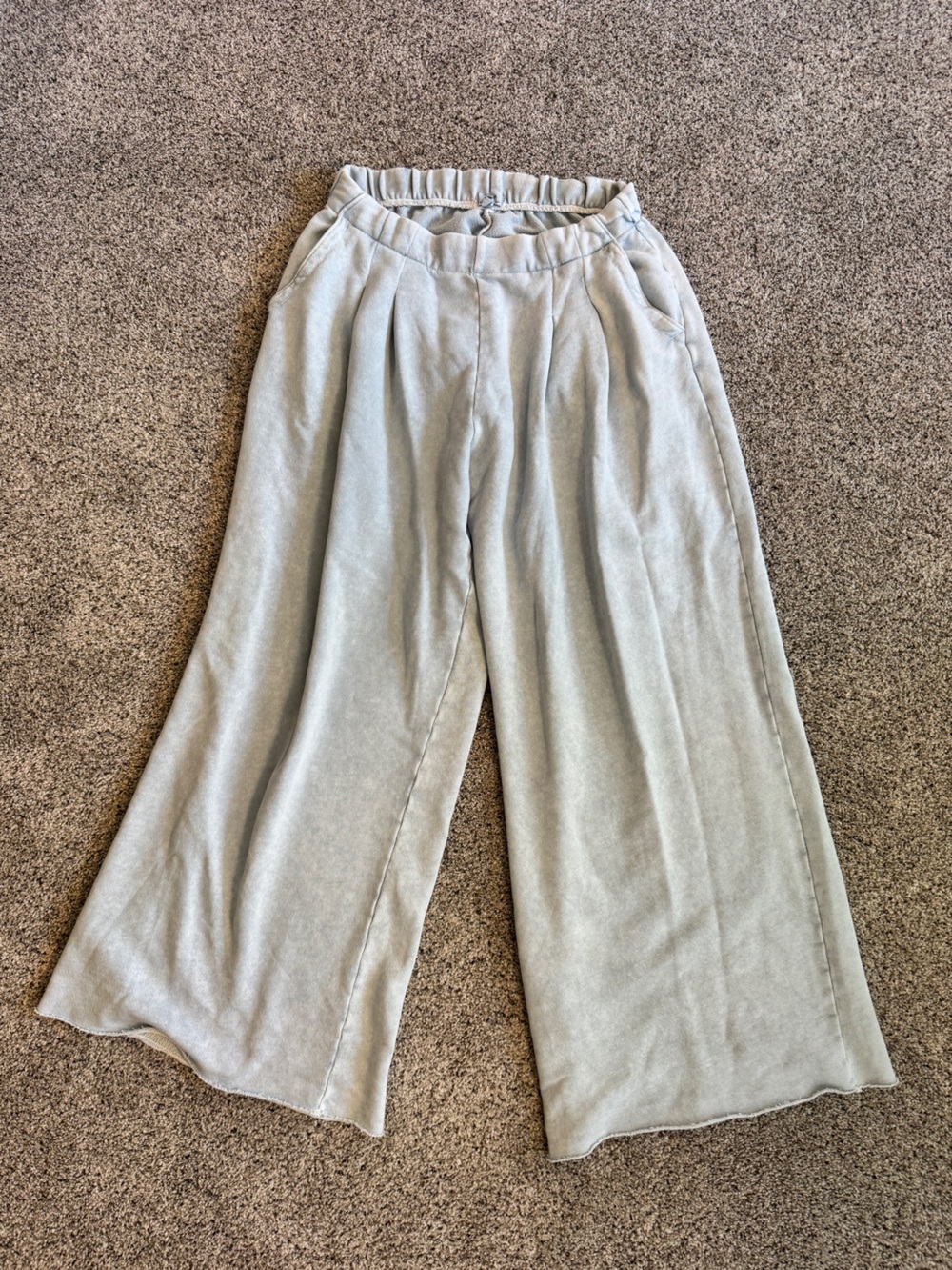 Aerie Jet Setter Trouser Lounge Pants Wide Leg Washed Blue Size M